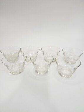 Vintage Set of 7 Clear Glass Dessert Bowls